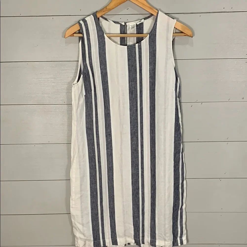 Artisan*NY vertical Striped Sleeveless linen shift Dress size 2